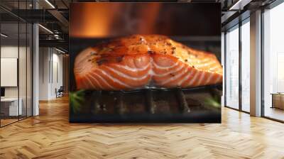 Grilled salmon dinner Wall mural