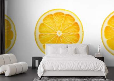 Set of yellow lemon citrus fruit stand isolated on white or transparent background Wall mural