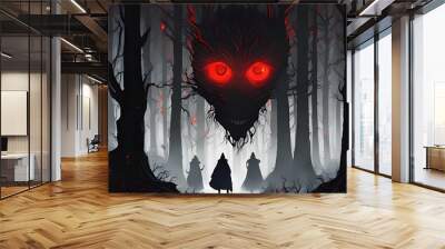 scary halloween background with evil figure Wall mural