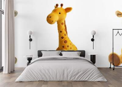 Set of cute giraffe toy isolated on a transparent background Wall mural