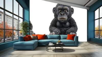 Set of cute gorilla toy front view isolated on a transparent background Wall mural