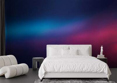 Defocused blue pink red ultraviolet radiance soft texture on dark black abstract empty space background.Neon blur glow. Color light overlay.Copy space. Wall mural