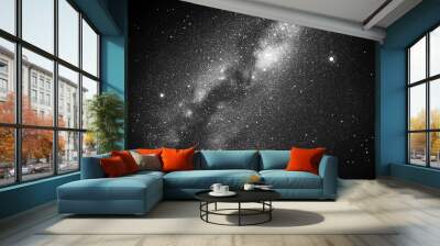 Night starry sky and Milky Way. Black white space background Wall mural