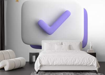 3d rendering of speech bubble with notification icons, 3D pastel chat with checked icon. Set of 3d speak bubble. Wall mural