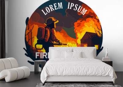 fire fighter with axe illutration vector international day Wall mural