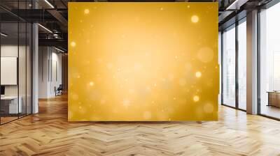 christmas glowing golden background. abstract glitter bokeh yellow background with blinking stars an Wall mural