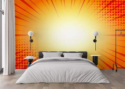 Orange ray background with Comic book and pop Art summer background dot pattern illustration vector Wall mural