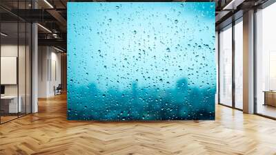 Water drops on glass, rain drop background texture Wall mural