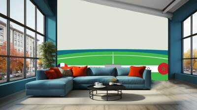 Vector match preview with a lower third label within football stadium background. France vs Morocco. Wall mural