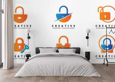 home and site security padlock logo vector symbol Wall mural