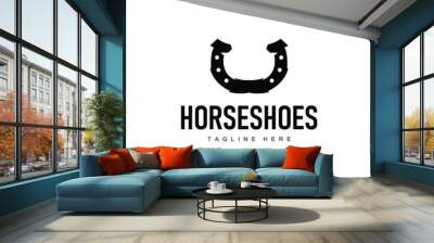 Horseshoe Logo Simple Vector Design Vintage Retro Western Illustrator Template Wall mural