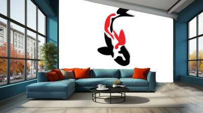 Koi Fish Logo Design, Chinese Lucky And Triumph Ornamental Fish Vector, Company Brand Gold Fish Icon Wall mural