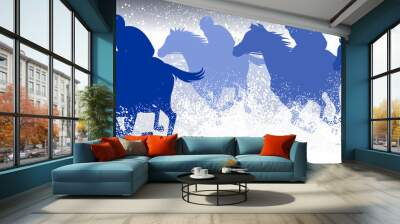 Horse Race In Snow field, Silhouette, Jockey, Race, Racecourse Wall mural