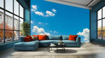 Blue sky with clouds. Wall mural