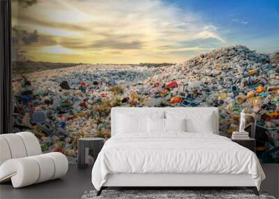 Plastic bottles at landfill Wall mural