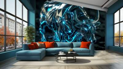 Cybernetic Bull A Powerful Digital Icon Wall mural