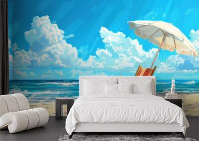 Deck chairs on the beach, summer vacation and travel concept Wall mural