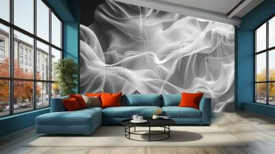 White abstract smoke wave background mixed with black smoke, in creative abstract style Wall mural