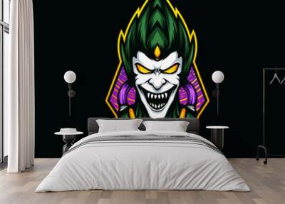 Illustration of Green Goblin Head Mascot Logo Wall mural