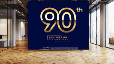 90 year anniversary logo design, anniversary celebration logo with double line concept, logo vector template illustration Wall mural