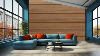 Exterior wooden decking or flooring isolated on white background Wall mural