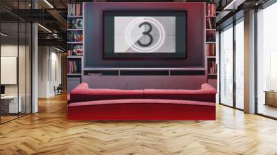 Theatre at home in a living room. Streaming service concept Wall mural