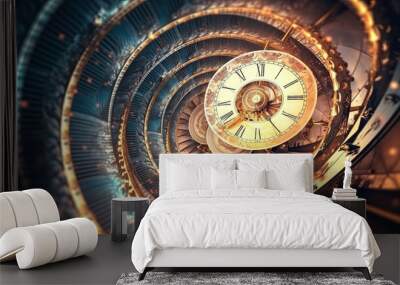 Abstract time infinity clock background. Generative AI. Wall mural