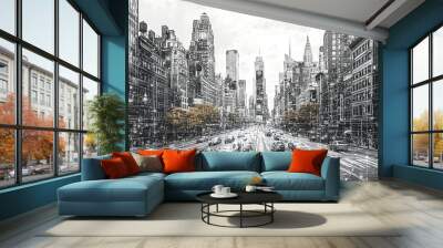 Smart city and digital network concept in modern urban landscape Wall mural