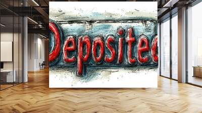 Vibrant hand-drawn lettering of the word deposited in artistic style Wall mural