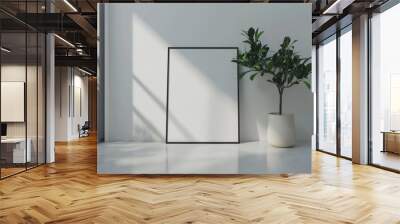 modern interior design with empty canvas on wall copy space for wall art Wall mural