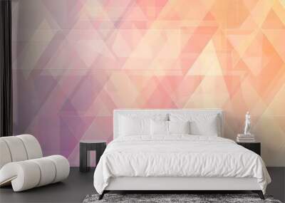 A minimalist background with a gradient from peach to lavender, featuring abstract triangular patterns and smooth transitions, elegant and playful design Wall mural