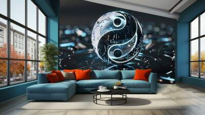 A sleek, digital yin-yang for balanced business strategies Wall mural