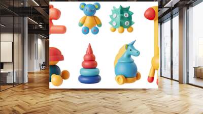 a set of toys for children cut out isolated over a transparent png background Wall mural