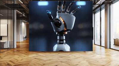 Robot with helmet using computer Ai technology, a robot artificial intelligence
 Wall mural