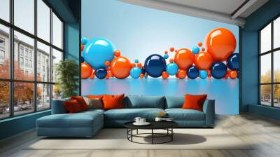 3d render of a group of people with balloons Wall mural