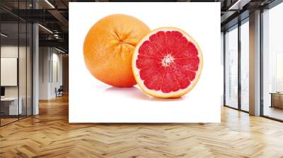 ripe grapefruit and half isolated on white background Wall mural