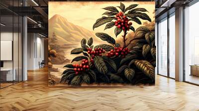 A coffee tree postcard Wall mural