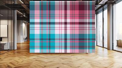 Seamless pattern in comfortable blue, pink and gray colors for plaid, fabric, textile, clothes, tablecloth and other things. Vector image. Wall mural