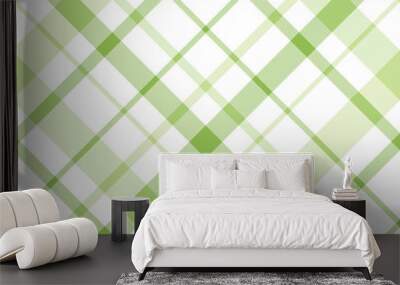 Seamless pattern in fine light green and white colors for plaid, fabric, textile, clothes, tablecloth and other things. Vector image. 2 Wall mural