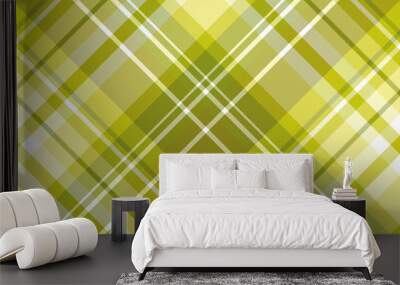 Seamless pattern in magical green, light yellow and white colors for plaid, fabric, textile, clothes, tablecloth and other things. Vector image. 2 Wall mural