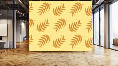 Seamless pattern with unique orange branches on yellow background.eps Wall mural