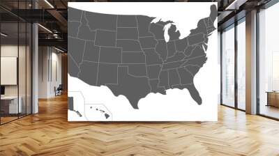 Blank USA Map vector illustration isolated on white background. Editable and clearly labeled layers. Wall mural