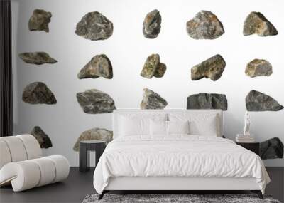 Group Set Stones isolated on white background Wall mural