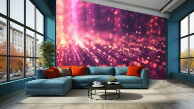 Abstract digital background with luminous lines and dots, conveying technology and innovation, suitable for presentations and modern backgrounds.. Wall mural