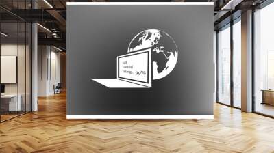 computer monitor and earth globe icon Wall mural