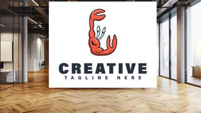 Crab muscle logo with letter C concept Wall mural