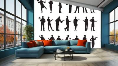 Set waitress silhouette vector illustration. Wall mural