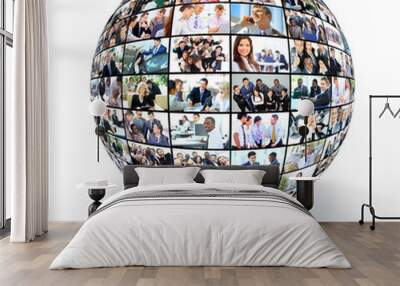 A globe i with many different business people Wall mural