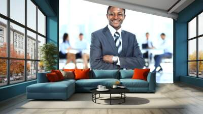 african american businessman in office Wall mural