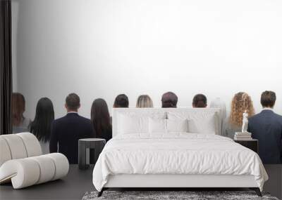 Back view group of business people. Rear view. Isolated over white background. Wall mural